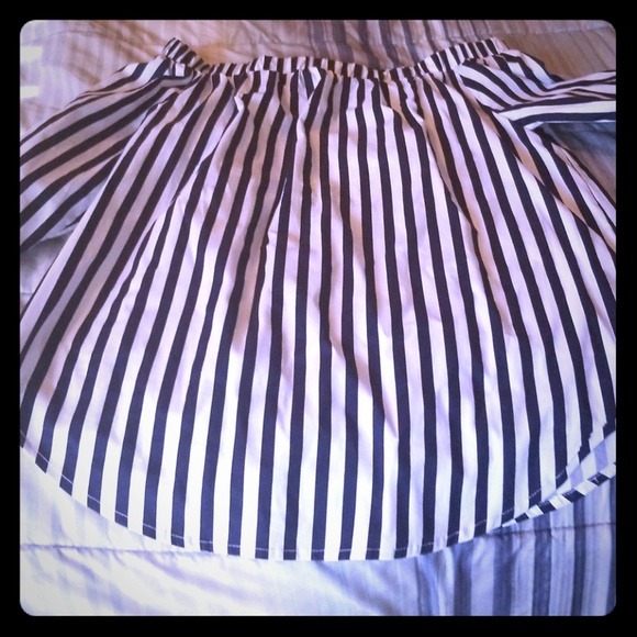 Tops - Blue and White Striped Off the Shoulder Blouse